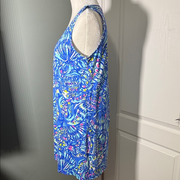 Lilly Pulitzer Blue Pima Cotton Sleeveless V-Neck Dress Size M - Picture 5 of 8
